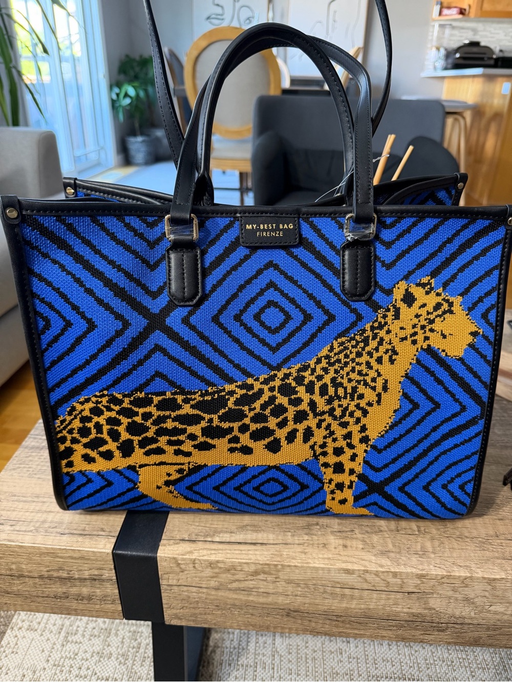 MBB Blue & Gold Leopard Tote
